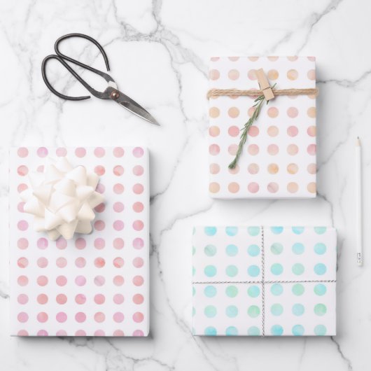 Elegante Pastel Kleur Polka Dot Patroon Kerstmis Inpakpapier Vel (Voorkant)