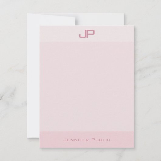 Elegante Pastel Kleuren Monogram Eenvoudig Modern Notitiekaartje (Voorkant)
