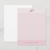 Elegante Pastel Kleuren Monogram Eenvoudig Modern Notitiekaartje (Voorkant / Achterkant)