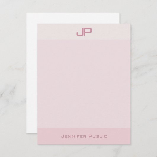 Elegante Pastel Kleuren Monogram Eenvoudig Modern Notitiekaartje (Voorkant / Achterkant)