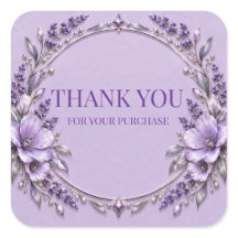 Elegante Pastel Lavendel Bloemige Bedankt Sticker
