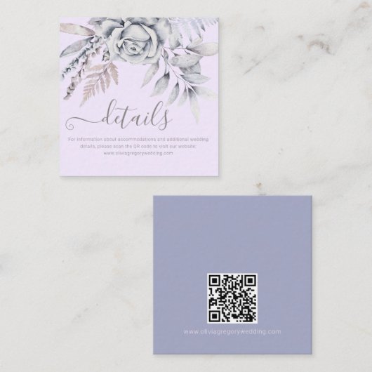 Elegante pastel lente bloem QR bruiloft details Informatiekaartje (Voorkant / Achterkant)