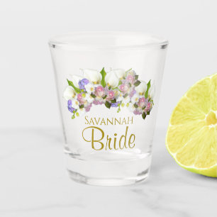 Elegante pastel lente bloemenbruid bruiloft shot glas