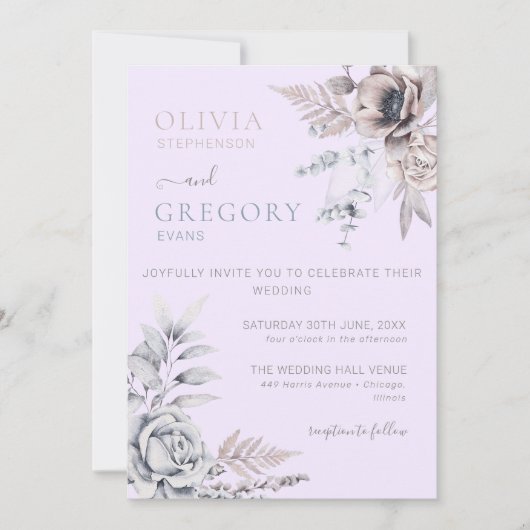 Elegante Pastel Lente Waterverf Bloemenbruiloft Kaart (Voorkant)