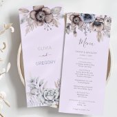 Elegante Pastel Lente Waterverf Bloemenbruiloft Menu