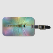 Elegante Pastel Libelle Fractale Kunst, Bagagelabel (Voorkant (horizontaal))