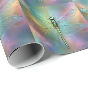 Elegante Pastel Libelle Fractale Kunst, Cadeaupapier