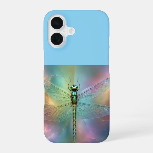 Elegante Pastel Libelle Fractale Kunst, iPhone 16 Hoesje (Achterkant)
