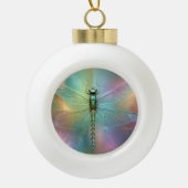 Elegante Pastel Libelle Fractale Kunst, Keramische Bal Ornament (Voorkant)