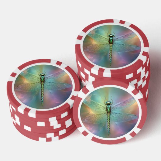 Elegante Pastel Libelle Fractale Kunst, Poker Chips (Opstapeling)