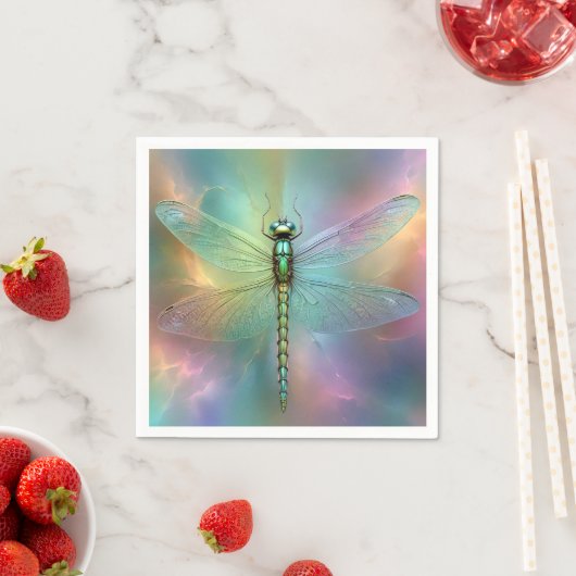 Elegante Pastel Libelle Fractale Kunst, Servet (Insitu)