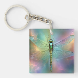 Elegante Pastel Libelle Fractale Kunst, Sleutelhanger