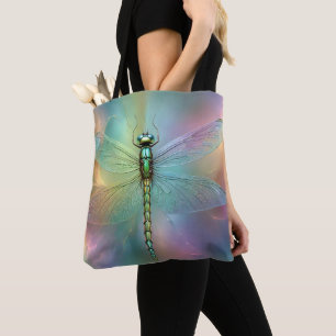 Elegante Pastel Libelle Fractale Kunst, Tote Bag