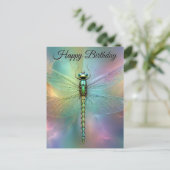 Elegante Pastel Libelle Fractale Kunst Verjaardags Briefkaart (Staand voorkant)