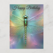 Elegante Pastel Libelle Fractale Kunst Verjaardags Briefkaart (Voorkant)