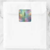 Elegante Pastel Libelle Fractale Kunst, Vierkante Sticker (Tas)