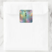 Elegante Pastel Libelle Fractale Kunst, Vierkante Sticker (Tas)