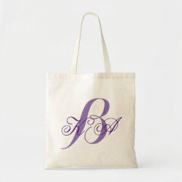 Elegante pastel lila paarse monogrammen Bruidsmeis Tote Bag