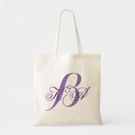 Elegante pastel lila paarse monogrammen Bruidsmeis Tote Bag (Voorkant)