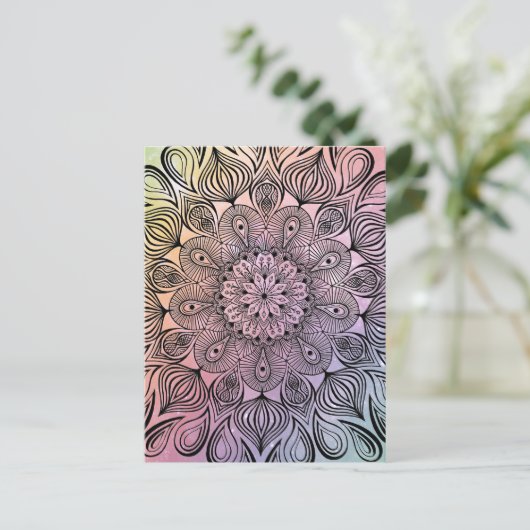 Elegante Pastel Mandala Trippy Psychedelische Hipp Briefkaart (Staand voorkant)