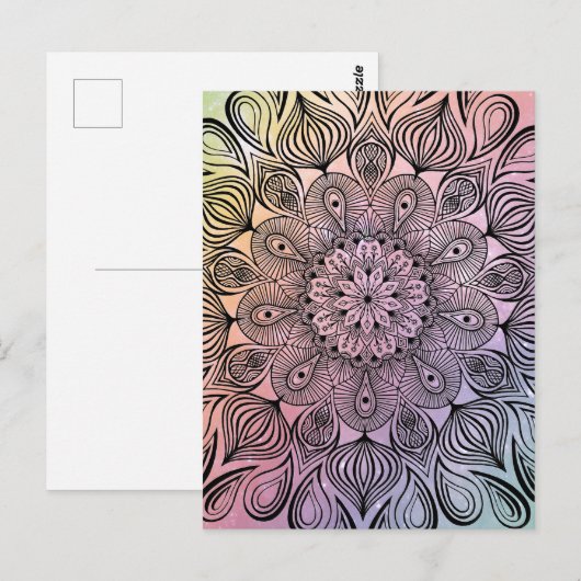 Elegante Pastel Mandala Trippy Psychedelische Hipp Briefkaart (Voorkant / Achterkant)