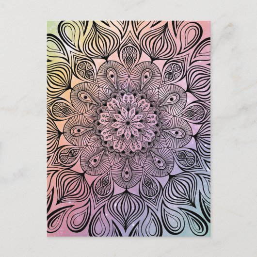 Elegante Pastel Mandala Trippy Psychedelische Hipp Briefkaart (Voorkant)