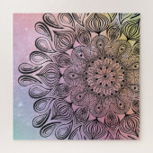Elegante Pastel Mandala Trippy Psychedelische Hipp Legpuzzel (Horizontaal)