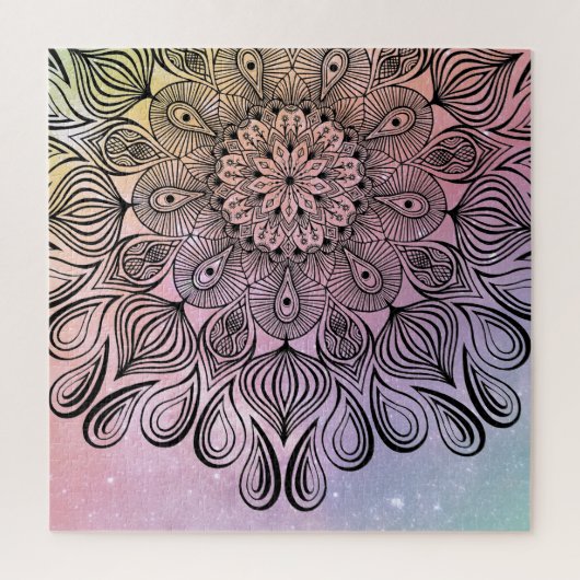 Elegante Pastel Mandala Trippy Psychedelische Hipp Legpuzzel (Verticaal)