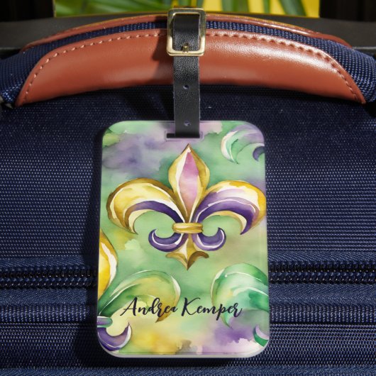 Elegante Pastel Mardi Gras Bagagelabel (Voorkant Insitu 2)