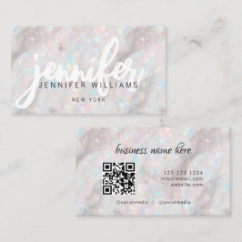 Elegante Pastel Opal Steen Custom QR Code Uniek Visitekaartje