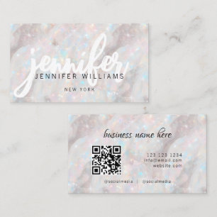 Elegante Pastel Opal Steen Custom QR Code Uniek Visitekaartje