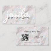 Elegante pastel Opal Stone Custom QR Code Uniek Visitekaartje (Voorkant / Achterkant)