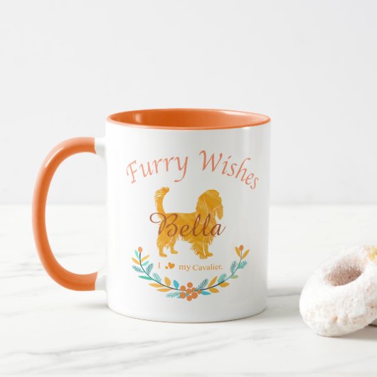 Elegante Pastel Oranje Cavalier | Op maat gemaakte Mok (Met donut)