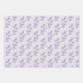 Elegante Pastel Paarse & Blauwe Waterverf Bladeren Inpakpapier Vel (Voorkant 2)