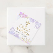 Elegante Pastel Paarse Gouden Bloemen Meisje Doop Bedankjes Labels (In situ)