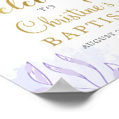 Elegante Pastel Paarse Gouden Bloemendoop Welkom Poster (Hoek)