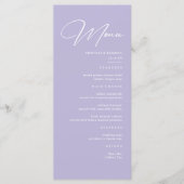 Elegante pastel Paarse lavendel bruiloft Menu (Voorkant)