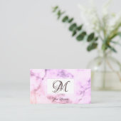 Elegante pastel Paarse marmer stijlvolle monogram Visitekaartje (Staand voorkant)