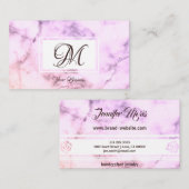 Elegante pastel Paarse marmer stijlvolle monogram Visitekaartje (Voorkant / Achterkant)