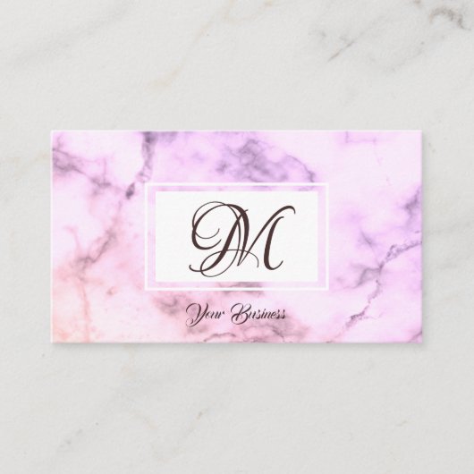 Elegante pastel Paarse marmer stijlvolle monogram Visitekaartje (Voorkant)