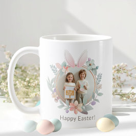 Elegante Pastel Pasen Fotomok | Konijn Frame Koffiemok
