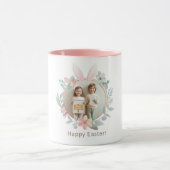 Elegante Pastel Pasen Fotomok met Konijn Frame Mok (Midden)