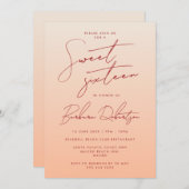Elegante Pastel Peach Ombre script Sweet Sixteen Kaart (Voorkant / Achterkant)