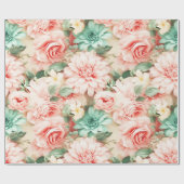 Elegante Pastel Perzik Bloemen Waterverf Cadeaupapier (Vlak)