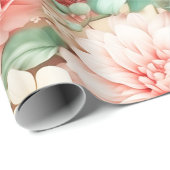 Elegante Pastel Perzik Bloemen Waterverf Cadeaupapier (Rol Hoek)