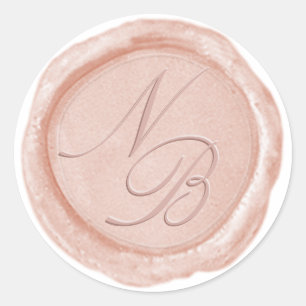 Elegante pastel perzik wax zegel monogram Sticker
