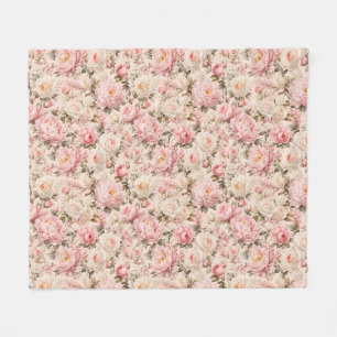 Elegante Pastel Pioen- en Rozenesthetiek Fleece Deken