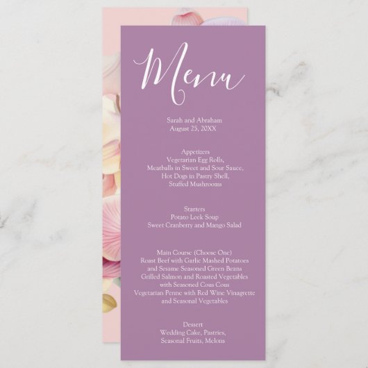 Elegante Pastel Rainbow Orchids Wedding Menu (Voorkant / Achterkant)