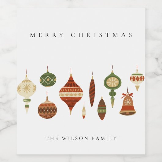 ELEGANTE PASTEL RED GREEN STAR CHIRSTMAS ORNANAMEN WIJN ETIKET (Enkel label)