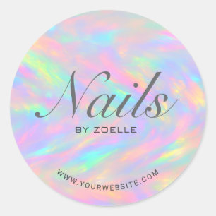 Elegante Pastel Regenboog Abstracte Nagelstylist Ronde Sticker